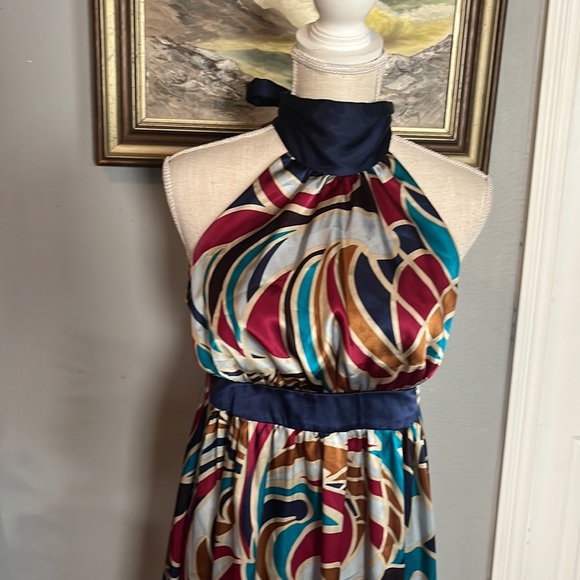 Bold Patterned Backless Mini Halter Dress by XXI/ Size Small - Picture 2 of 9